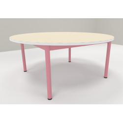 TABLE MATERNELLE RONDE 1200 T1 VERT D'EAU - PLATEAU SERINGA - CHANT ABS BLANC